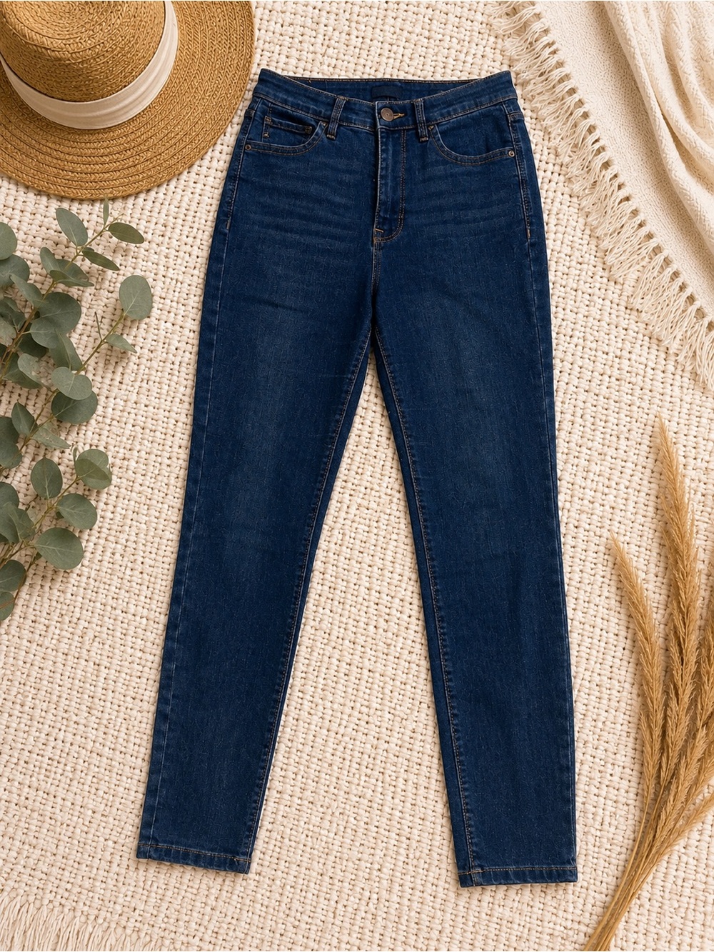 Curve Appeal Dark Wash High-Rise Skinny Jeans - Dark Blue